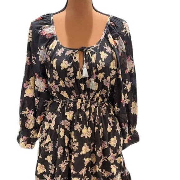 Free People “Camella” Floral Mini Dress in Black – Size Medium – NWOT - Picture 2 of 10